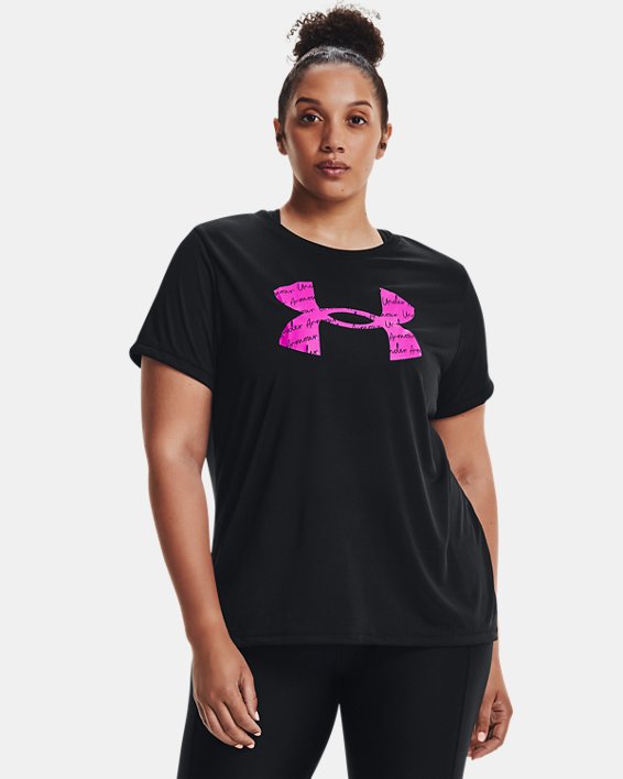 女士UA Tech™ Graphic短袖T恤, Black, pdpMainDesktop image number 0